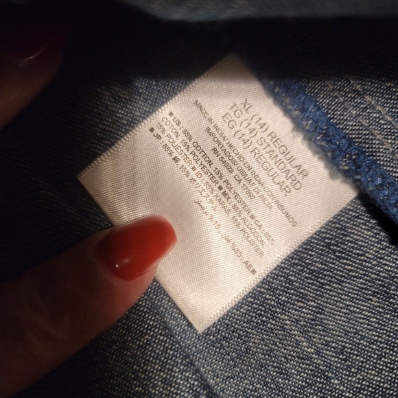 Old‎ Navy Girls XL 14 Denim Shirt Dress Button Front Long Sleeve - Picture 4 of 4